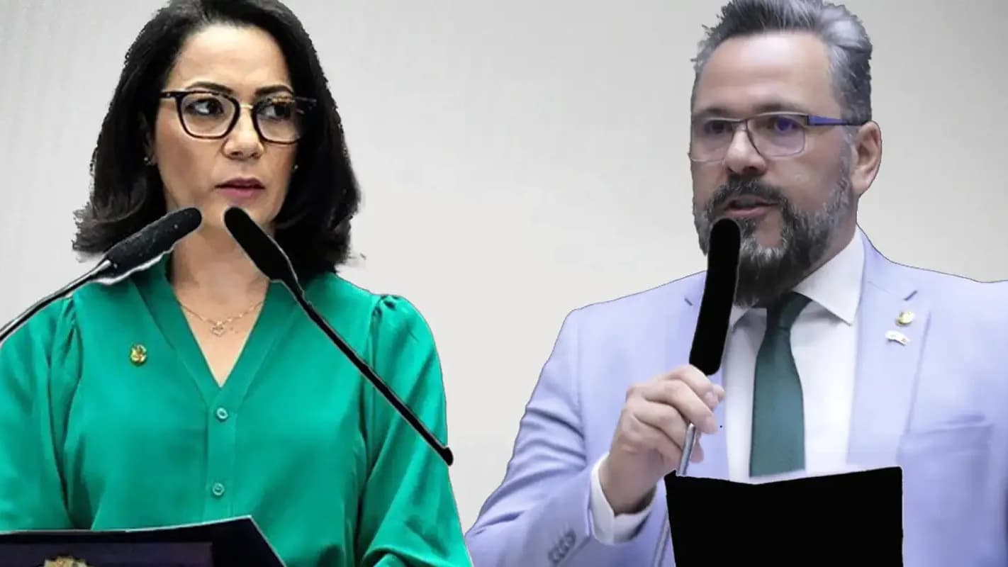 Mailza Assis e Alan Rick, candidatos ao governo do Acre, em coletiva à imprensa
