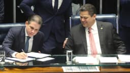 Hugo Motta, presidente da Câmara dos Deputados, em sessão no plenário
