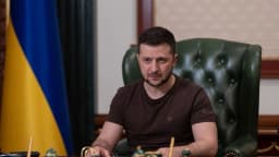 Volodymyr Zelensky durante pronunciamento ao país