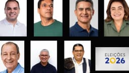 Arte com fotos dos candidatos ao governo do Amazonas nas eleições de 2026