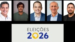 Composição com os candidatos ao governo do Espírito Santo no 1º turno de 2026, entre eles Lorenzo Pazolini e Ricardo Ferraço