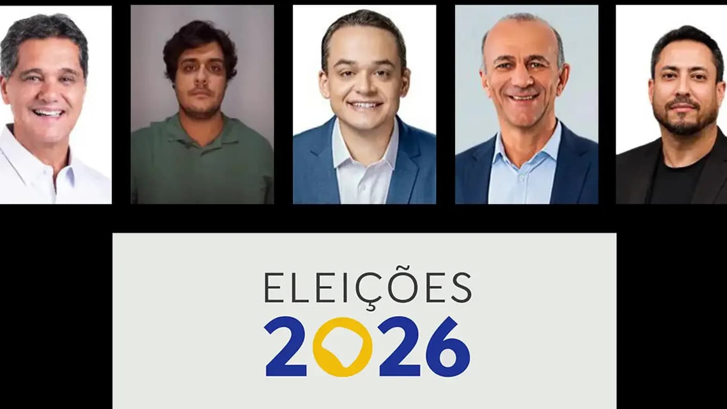 Composição com os candidatos ao governo do Espírito Santo no 1º turno de 2026, entre eles Lorenzo Pazolini e Ricardo Ferraço