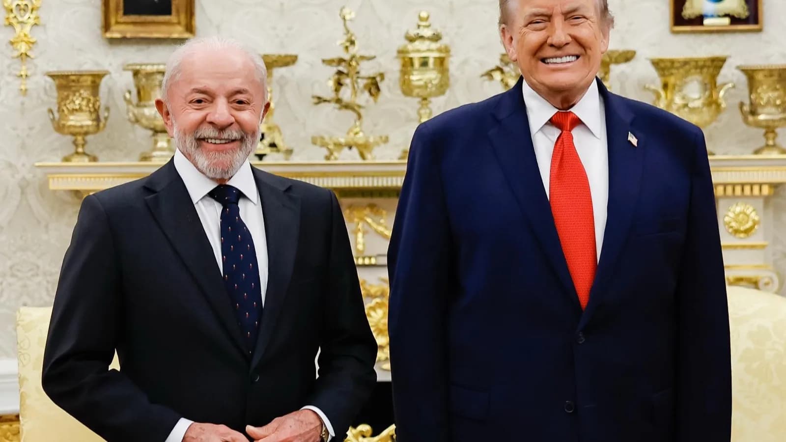 Lula e Trump lado a lado durante encontro na Casa Branca, em maio de 2026