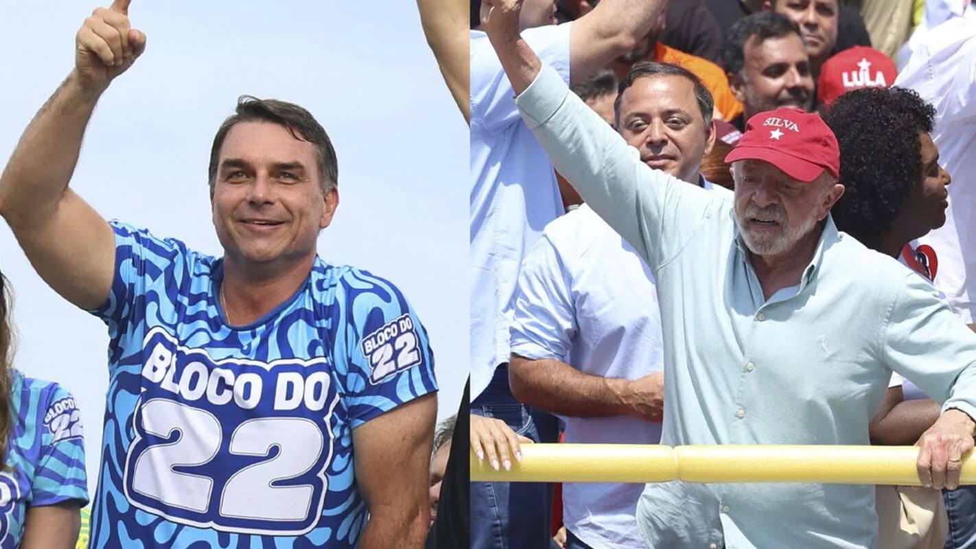 Apoiadores de Jair Bolsonaro e de Lula em ato de campanha no último dia antes do 2º turno