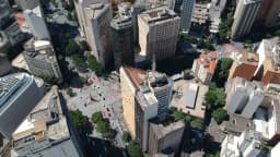 Vista aérea da Praça Sete de Setembro, no Centro de Belo Horizonte