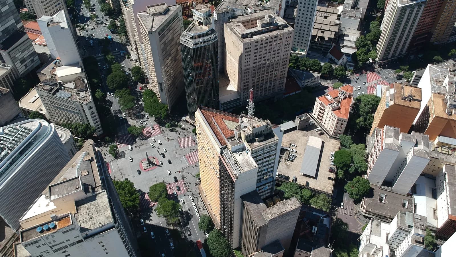 Vista aérea da Praça Sete de Setembro, no Centro de Belo Horizonte
