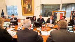 Gilberto Kassab, presidente do PSD, em reunião