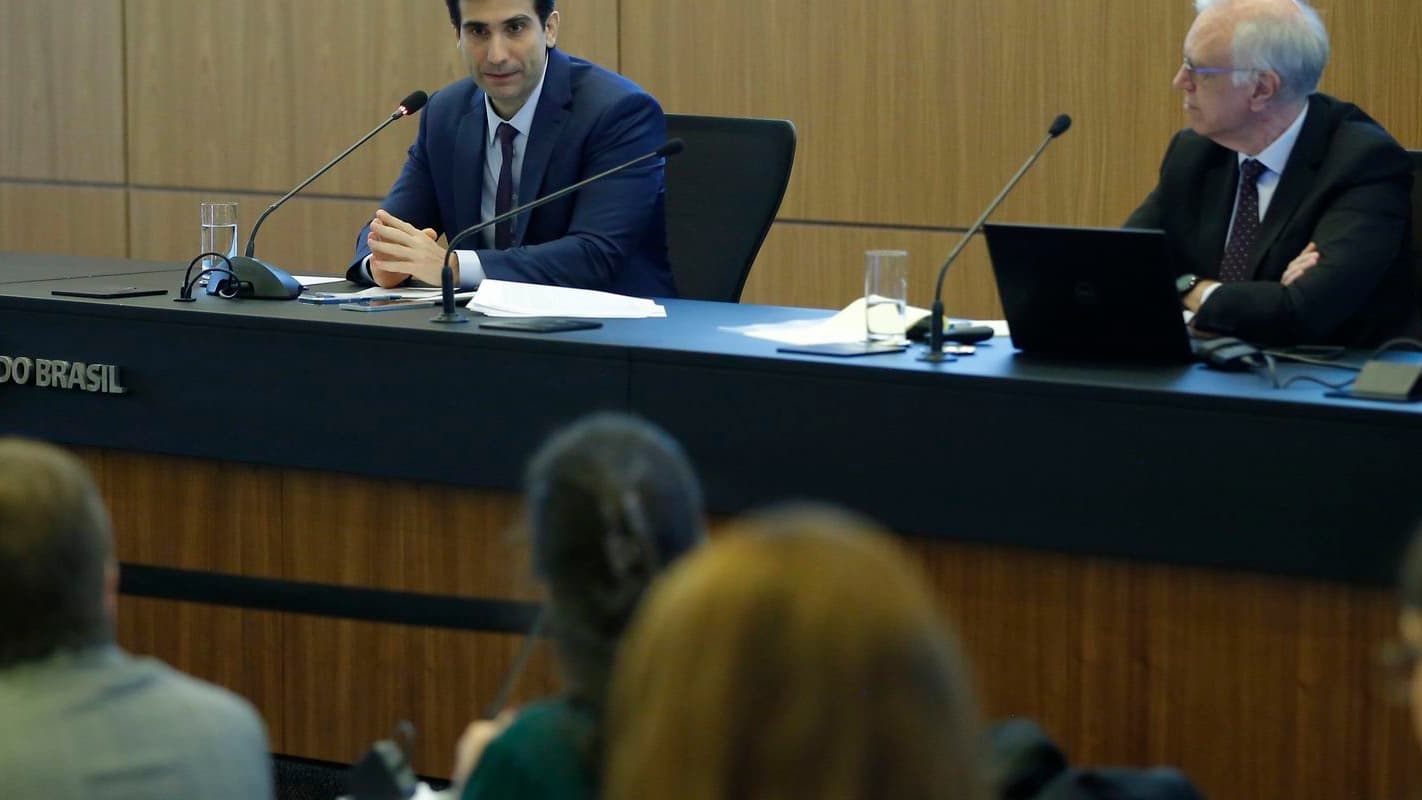 Gabriel Galípolo, presidente do Banco Central, durante apresentação do Relatório de Política Monetária em Brasília, foto de arquivo