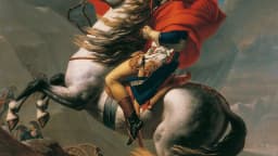 Pintura de Napoleão Bonaparte a cavalo durante campanha militar