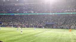 Jogadores do Palmeiras em campo durante partida da Libertadores 2026 (foto de jogo anterior da competição)