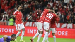 Jogadores do Internacional comemoram gol em partida do Brasileirão, foto de arquivo