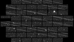 Satélites da Starlink fotografados cruzando o céu estrelado