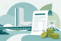 Ilustração: recibo do programa Nota Legal com moedas, ao fundo prédios de Brasília — Assuntos: Nota Legal, Distrito Federal, imposto de renda