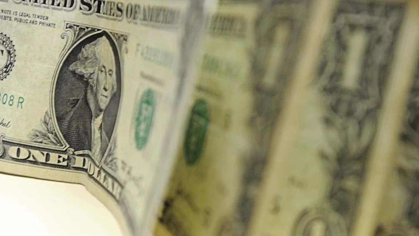 Cédulas de dólar fotografadas de perto (foto de arquivo)