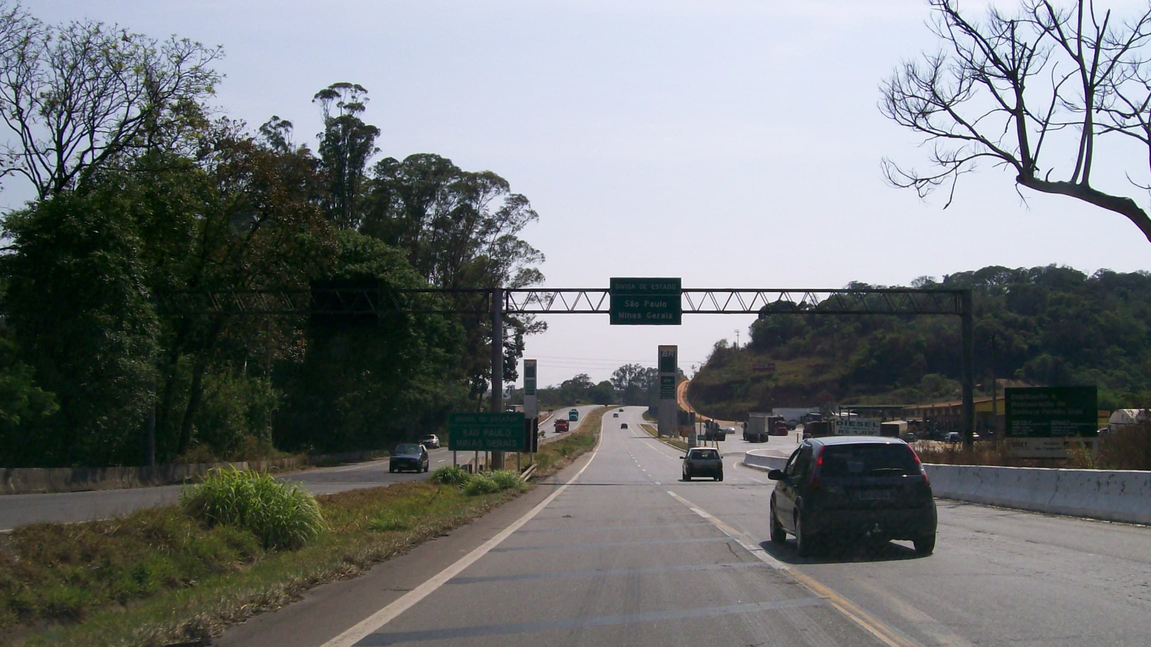 Trecho da Rodovia Fernão Dias (BR-381) na divisa entre São Paulo e Minas Gerais, foto de arquivo do local