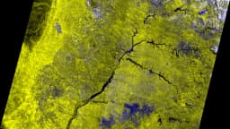 Imagem de satélite mostra represas e rios no alto Rio Paraná, produzida pelo INPE