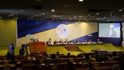 Cerimônia dos 50 anos da Receita Federal, com autoridades e plateia (foto de arquivo institucional)
