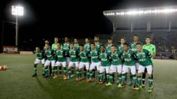 Elenco da Chapecoense perfilado em campo antes de partida (imagem de arquivo)