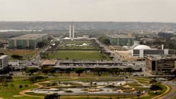 Vista aérea da Esplanada dos Ministérios, em Brasília, com o Congresso Nacional ao fundo, em imagem de arquivo