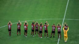 Jogadores do Flamengo em campo em foto de arquivo de clássico contra o Vasco