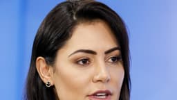 Michelle Bolsonaro discursa ao microfone, em foto de arquivo de 2019