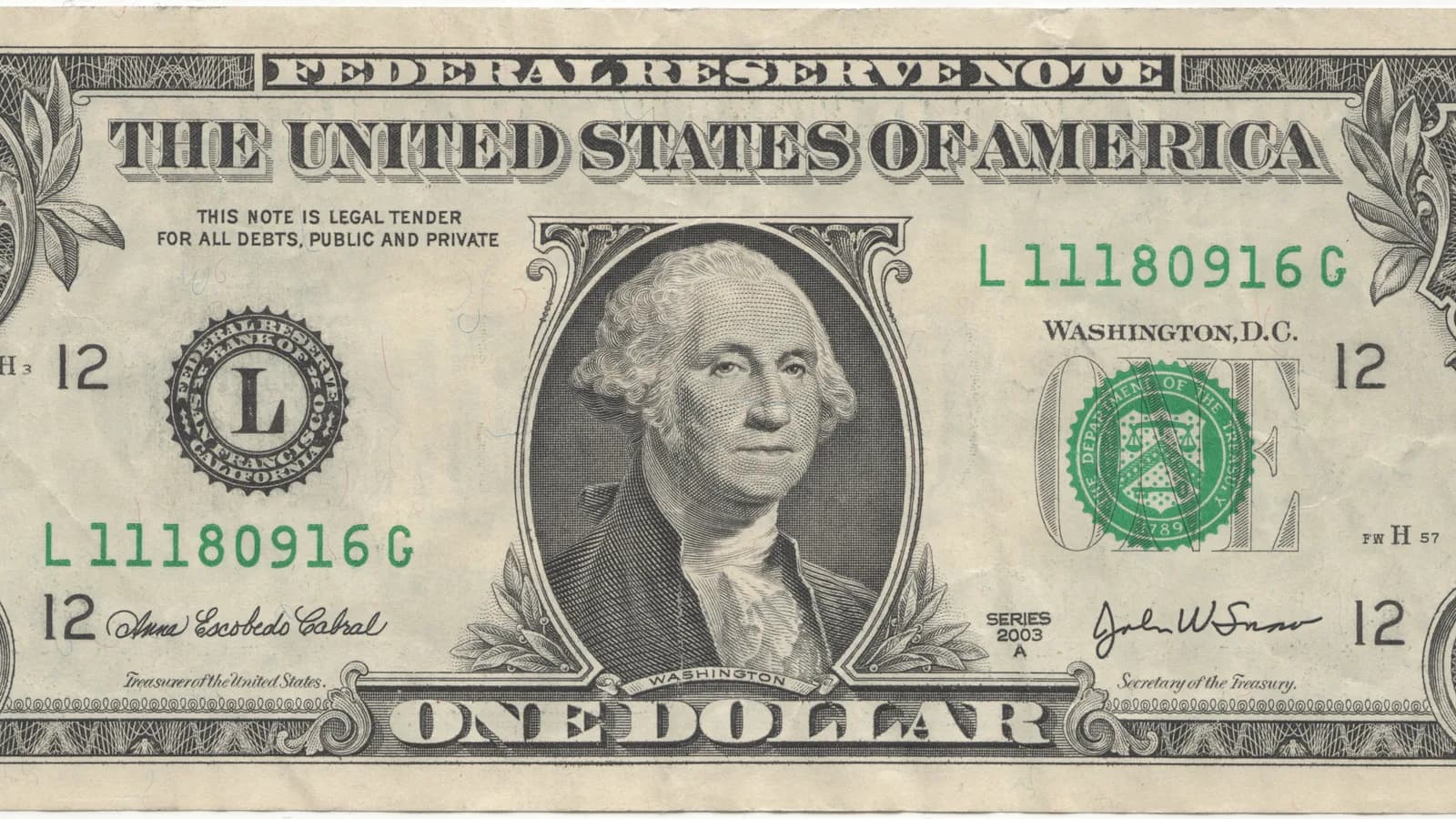 Cédula de um dólar americano, símbolo da moeda que domina o comércio internacional