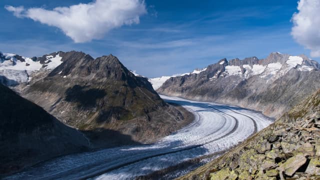 Geleira de Aletsch, nos Alpes suíços, vista do alto