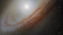 Imagem do Telescópio Hubble mostra a galáxia espiral NGC 4698, com bojo brilhante e faixas de poeira