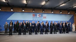 Líderes do BRICS reunidos para foto oficial durante a cúpula de Kazan, na Rússia, em 2024