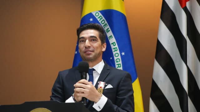 Abel Ferreira, técnico do Palmeiras, durante evento oficial