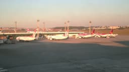 Vista panorâmica do pátio de aeronaves do Aeroporto Internacional de São Paulo-Guarulhos