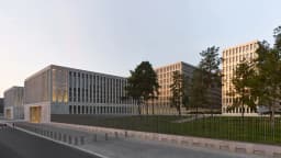 Fachada moderna da sede do Serviço Federal de Inteligência da Alemanha (BND) em Berlim