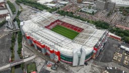 Vista aérea do estádio Old Trafford, do Manchester United, em Manchester