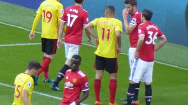 Richarlison, ainda com a camisa do Watford, em jogo contra o Manchester United em 2018