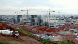 Foto de arquivo da construção da Neo Química Arena, estádio do Corinthians em São Paulo