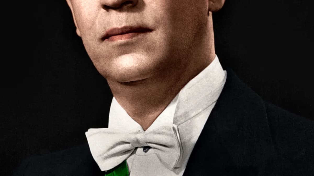 Retrato colorizado do ex-presidente Juscelino Kubitschek com a faixa presidencial