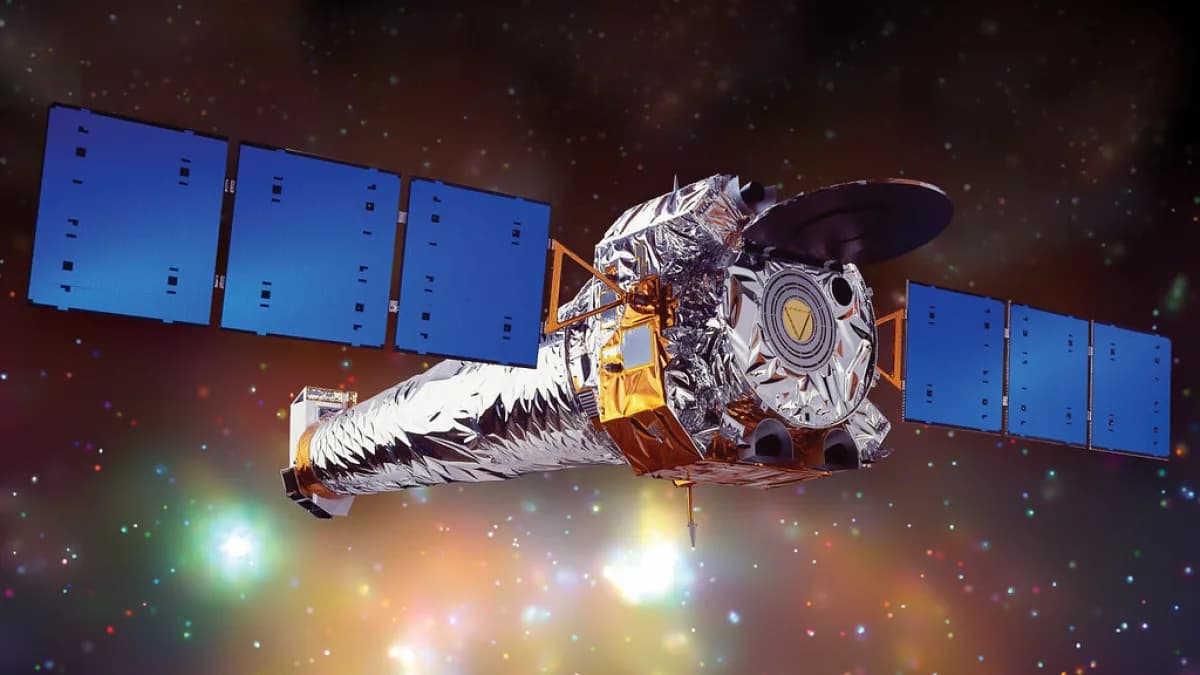 Ilustração do telescópio espacial de raios X Chandra, da Nasa, em órbita