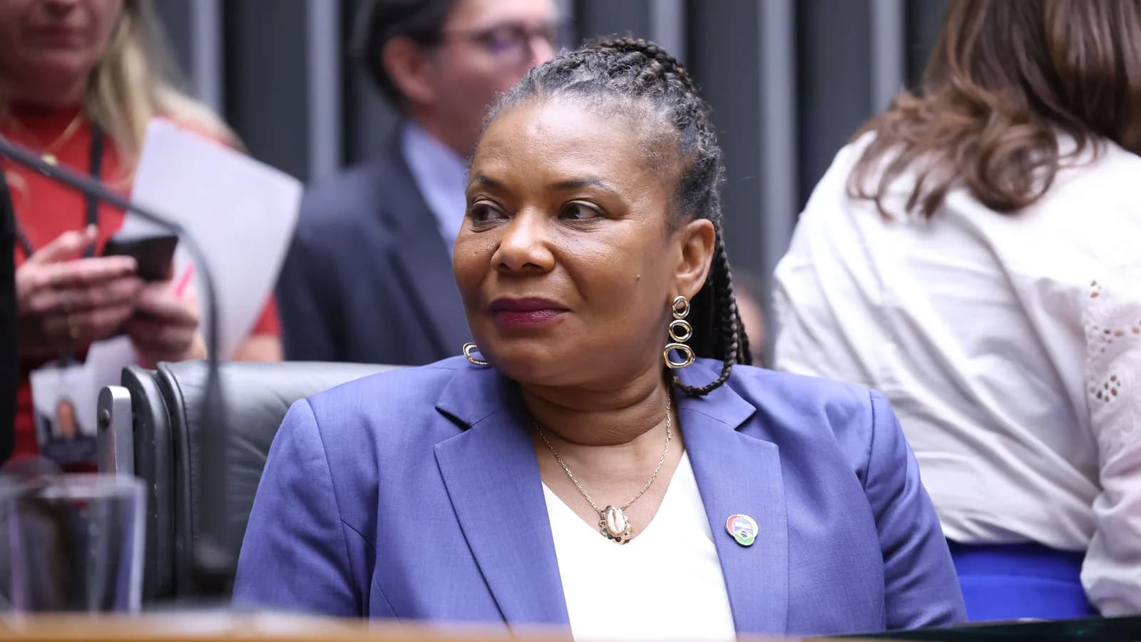 A ministra da Cultura, Margareth Menezes, durante audiência na Câmara dos Deputados