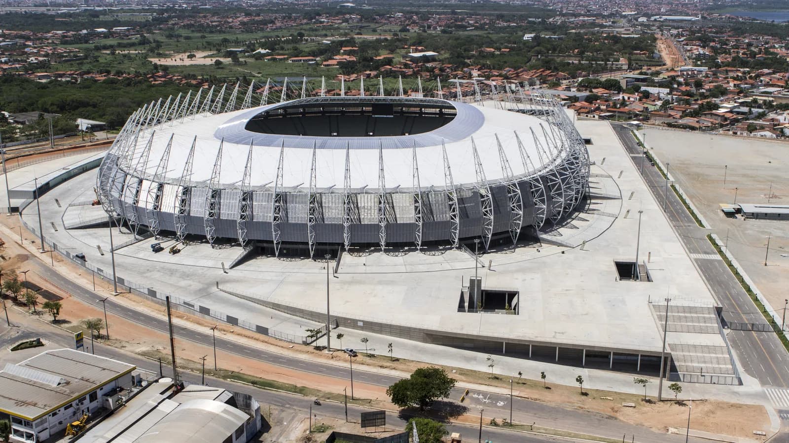 Vista aérea da Arena Castelão, em Fortaleza, palco do jogo entre Fortaleza e Athletic-MG