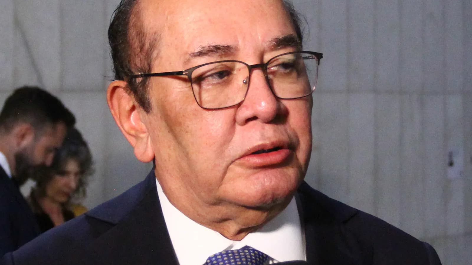 O ministro Gilmar Mendes é entrevistado pela TV Câmara em evento na Câmara dos Deputados (foto de arquivo, maio de 2026)