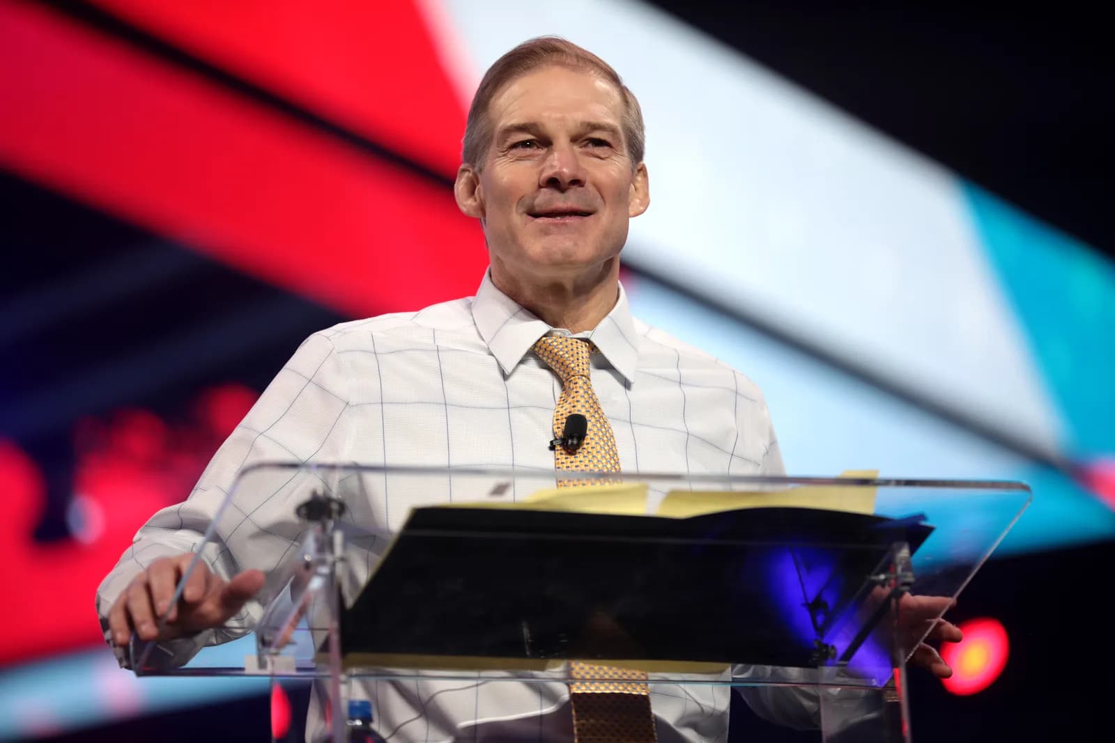 O deputado americano Jim Jordan discursa em evento nos Estados Unidos