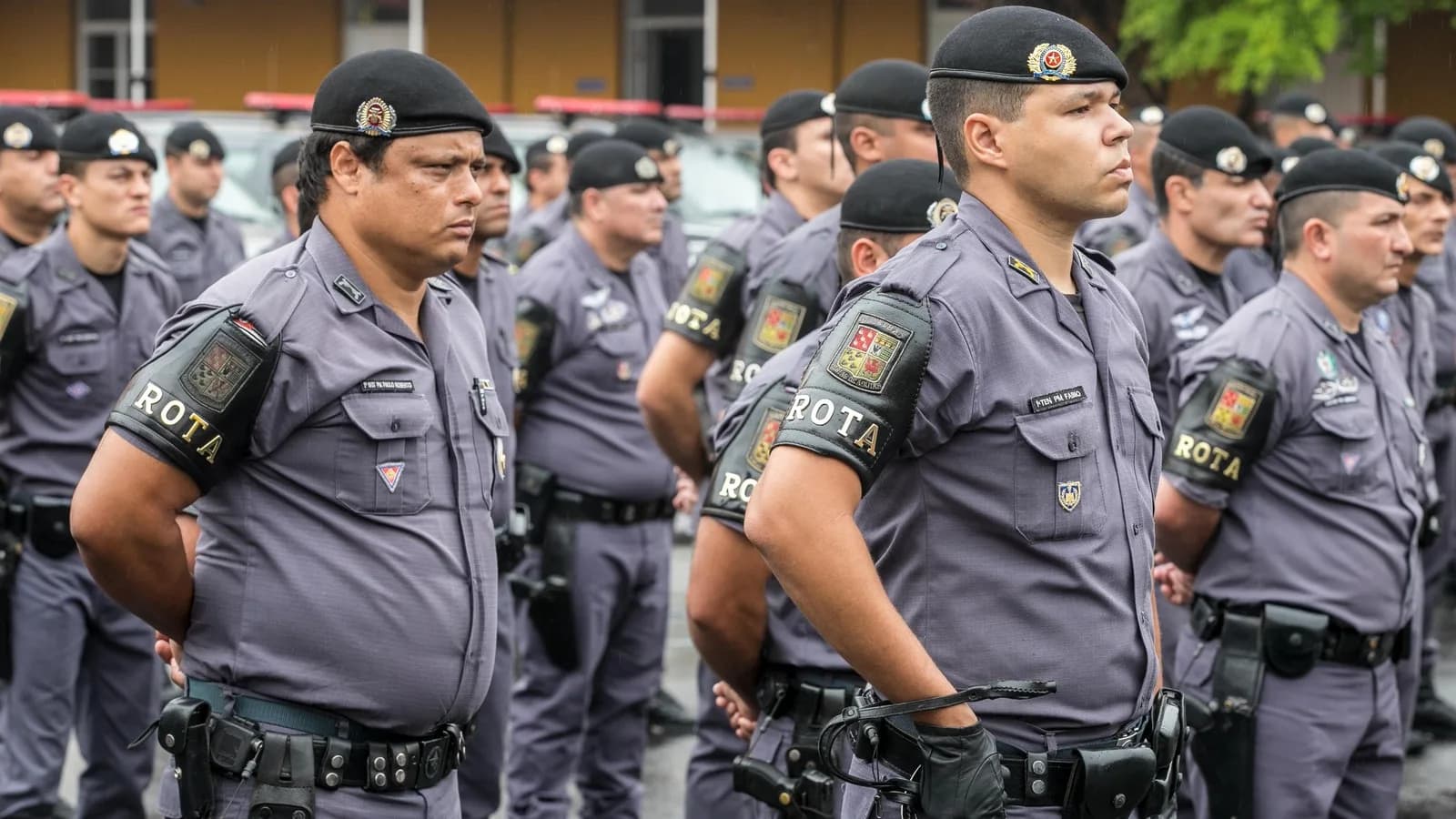 Policiais da Rota, tropa de elite da Polícia Militar de São Paulo, em formatura