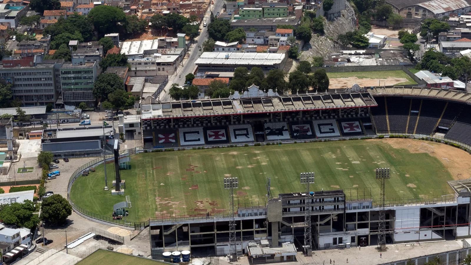 Vista aérea do Estádio de São Januário, no Rio de Janeiro, casa do Vasco da Gama