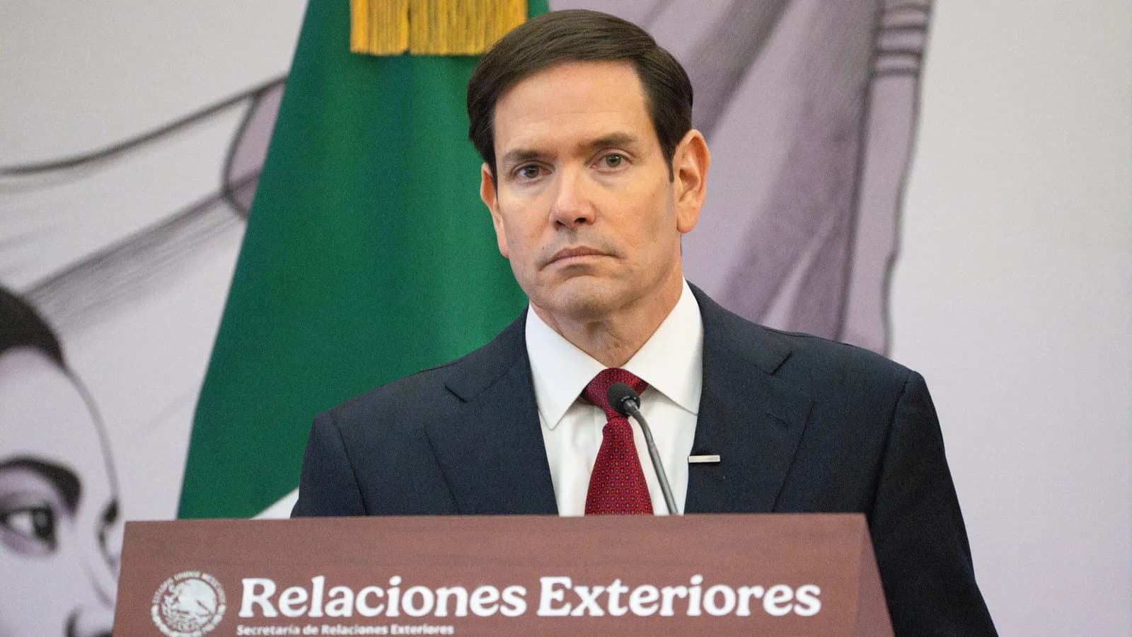 O secretário de Estado dos EUA, Marco Rubio, em coletiva de imprensa