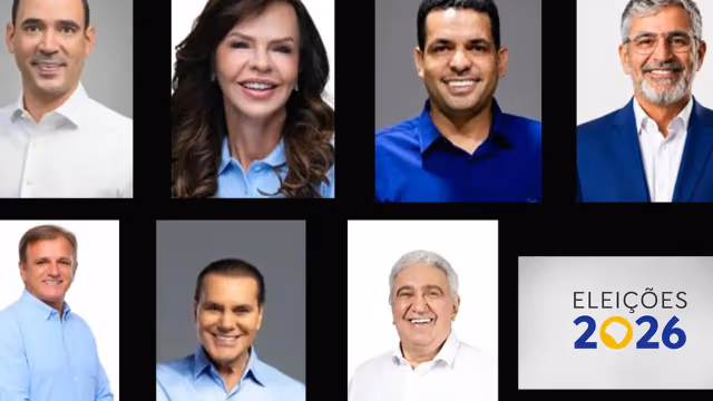 Montagem com fotos dos candidatos ao governo do Tocantins no 1º turno de 2026, entre eles Vicentinho Júnior e Professora Dorinha