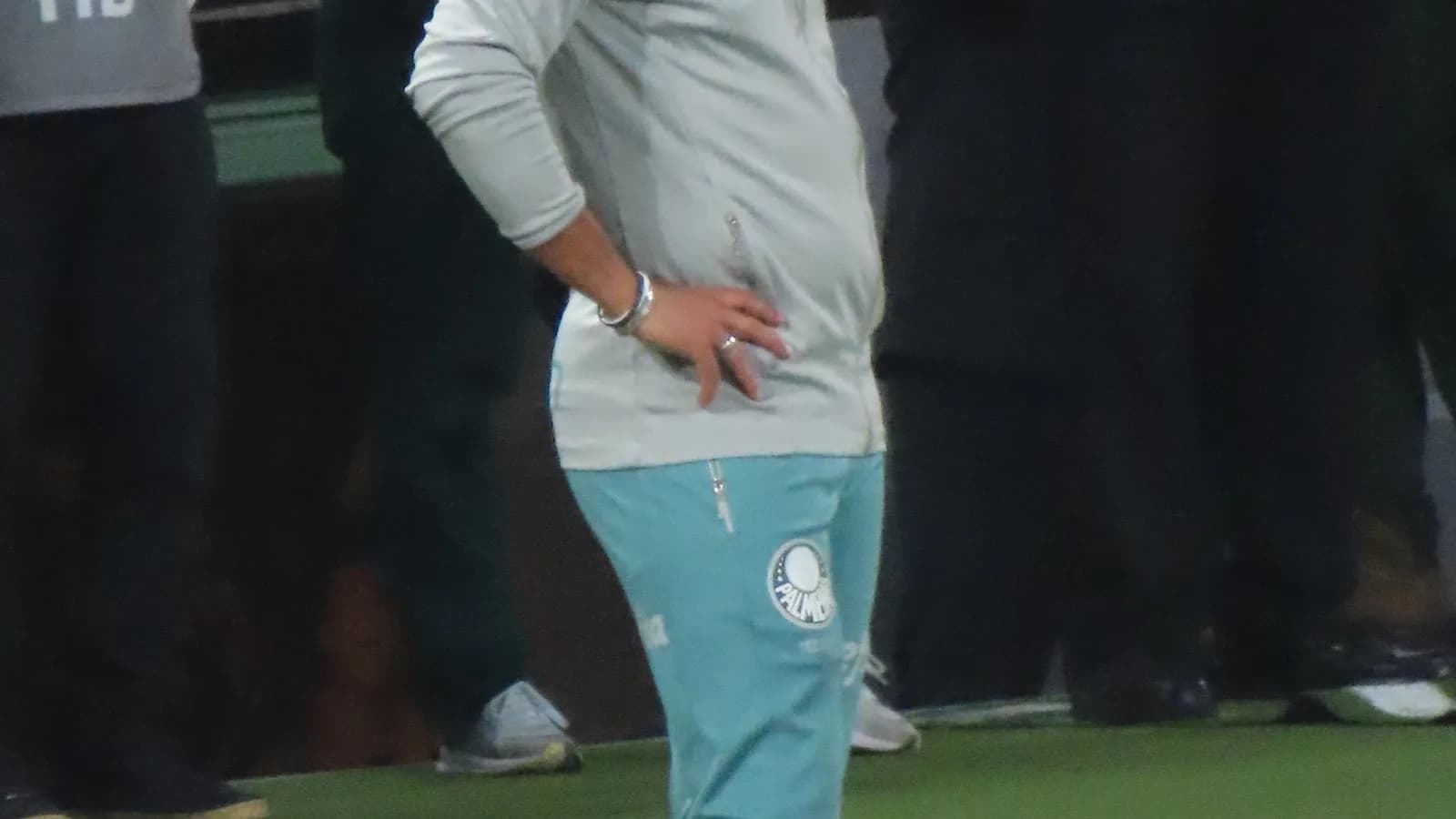 Técnico Abel Ferreira observa o jogo à beira do campo