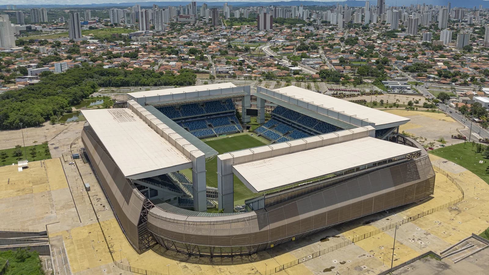 Vista aérea da Arena Pantanal, estádio do Cuiabá, em Cuiabá (MT)