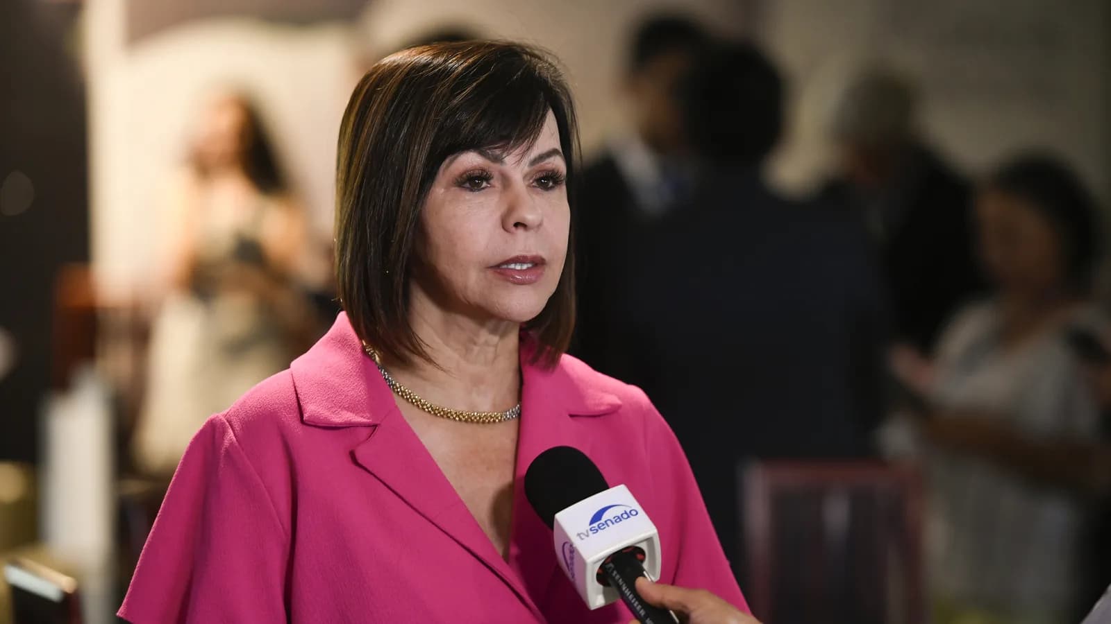 A senadora Professora Dorinha concede entrevista à TV Senado