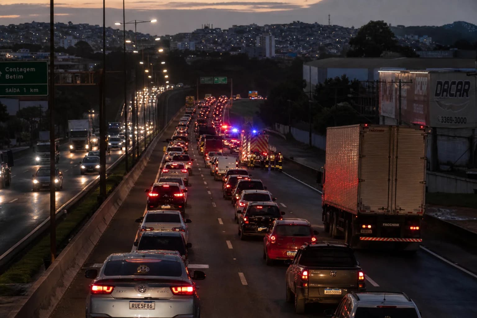Via Expressa em Contagem, Minas Gerais, local do atropelamento fatal.
