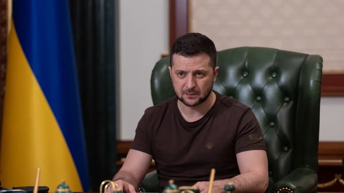 Volodymyr Zelensky durante pronunciamento ao país